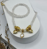 AHÉLIA collier plaqué or avec Pierres semi - précieuses Pierre de Lune. - Inès & Zoé