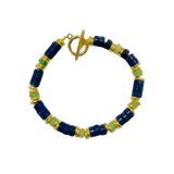 AMRIT Bracelet en plaqué or avec pierres semi - précieuses Lapis Lazuli et aventurine. - Inès & Zoé