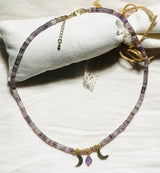 ANJALI collier plaqué or avec Pierres semi - précieuses Améthyste. - Inès & Zoé