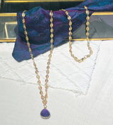 ARYA Sautoir plaqué or avec Pierres semi - précieuses Améthyste. - Inès & Zoé