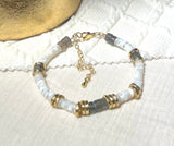 CHETAN Bracelet en plaqué or avec pierres semi - précieuses Labradorite. - Inès & Zoé