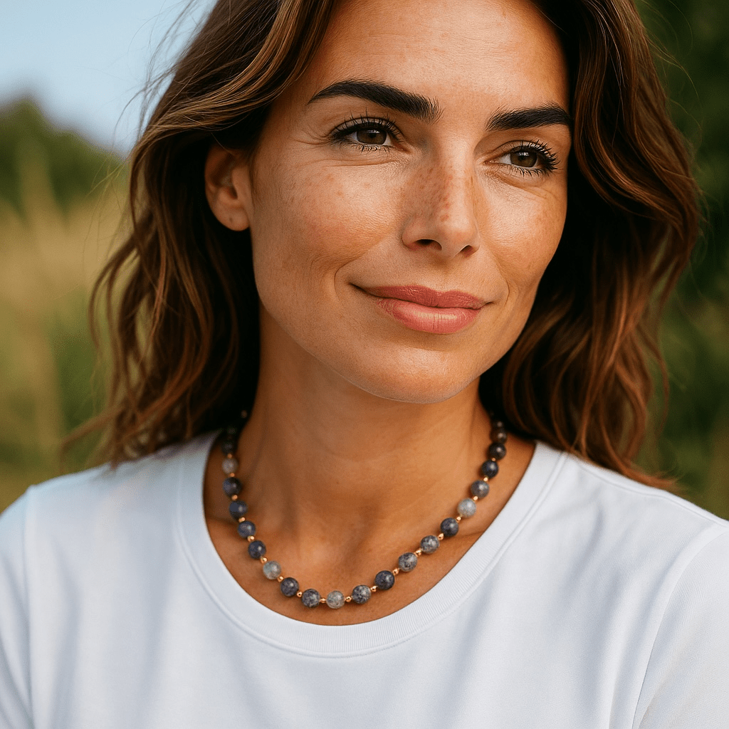 Collier ras - de - cou Aura – Agates naturelles et plaqué or - Inès & Zoé