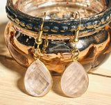 DALJEET Boucles d'oreilles en plaqué or et Pierres semi - précieuses Quarts Rose. - Inès & Zoé