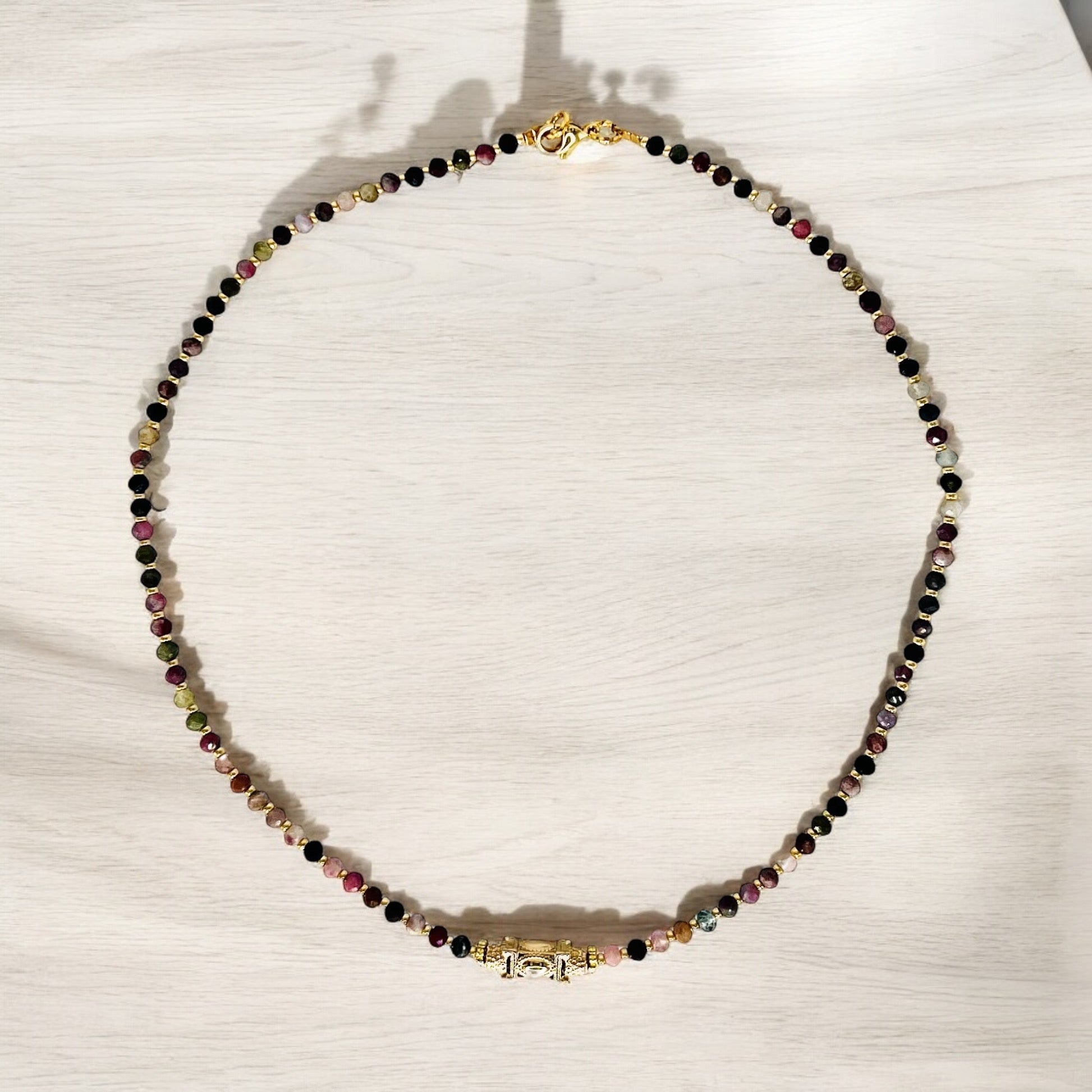 DAYA collier plaqué or avec Pierres semi - précieuses Tourmaline - Inès & Zoé