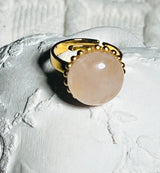GANESH Bague en plaqué or et Pierre semi - précieuse Quartz Rose. - Inès & Zoé