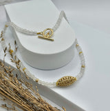 ILESH collier plaqué or avec Pierres semi - précieuses Pierre de Lune. - Inès & Zoé