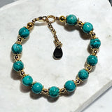 KEDAR Bracelet en plaqué or avec pierres semi - précieuses Turquoise. - Inès & Zoé