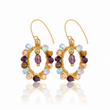Boucles ILONA en plaqué or et perles toupies miroirs multicolores, bijou bohème chic Inès & Zoé