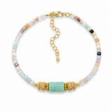 Bracelet AMARA en tourmaline multicolore, amazonite et plaqué or, bijou bohème chic Inès & Zoé