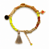 Bracelet AROA déclinaison 2 - Jaune Néon & Terracotta - bijou fait main style Summer Bohème Chic - Inès & Zoé