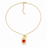 Collier Nanha Dil – pendentif cœur en porcelaine peinte à la main et plaqué or, bijou bohème chic Inès & Zoé