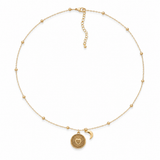 Collier SOHANE – Chaîne boules médaillon cœur rayonnant & lune plaqué or - Inès & Zoé