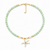 Collier STELLA – Perles jade vert amazonite & étoile de mer plaqué or - Inès & Zoé