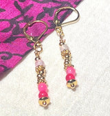 JAI  Boucles d'oreilles en plaqué or et Jade Rose