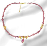 OMKAR collier plaqué or avec Pierres semi-précieuses Tourmaline.