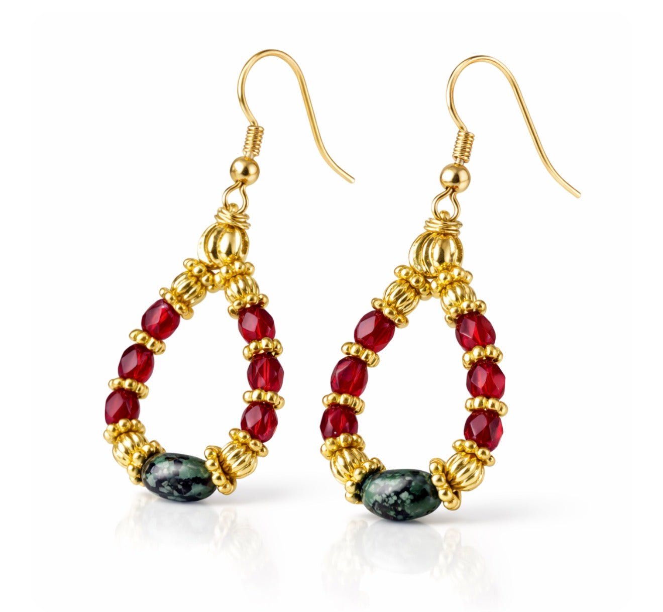Boucles ALBA perles africaines Swarovski plaqué or – boucles d'oreilles bohème chic Inès & Zoé