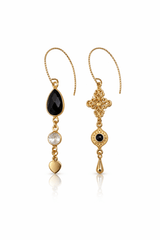 Arya Boucles d’oreilles plaqué or et onyx - Inès & Zoé