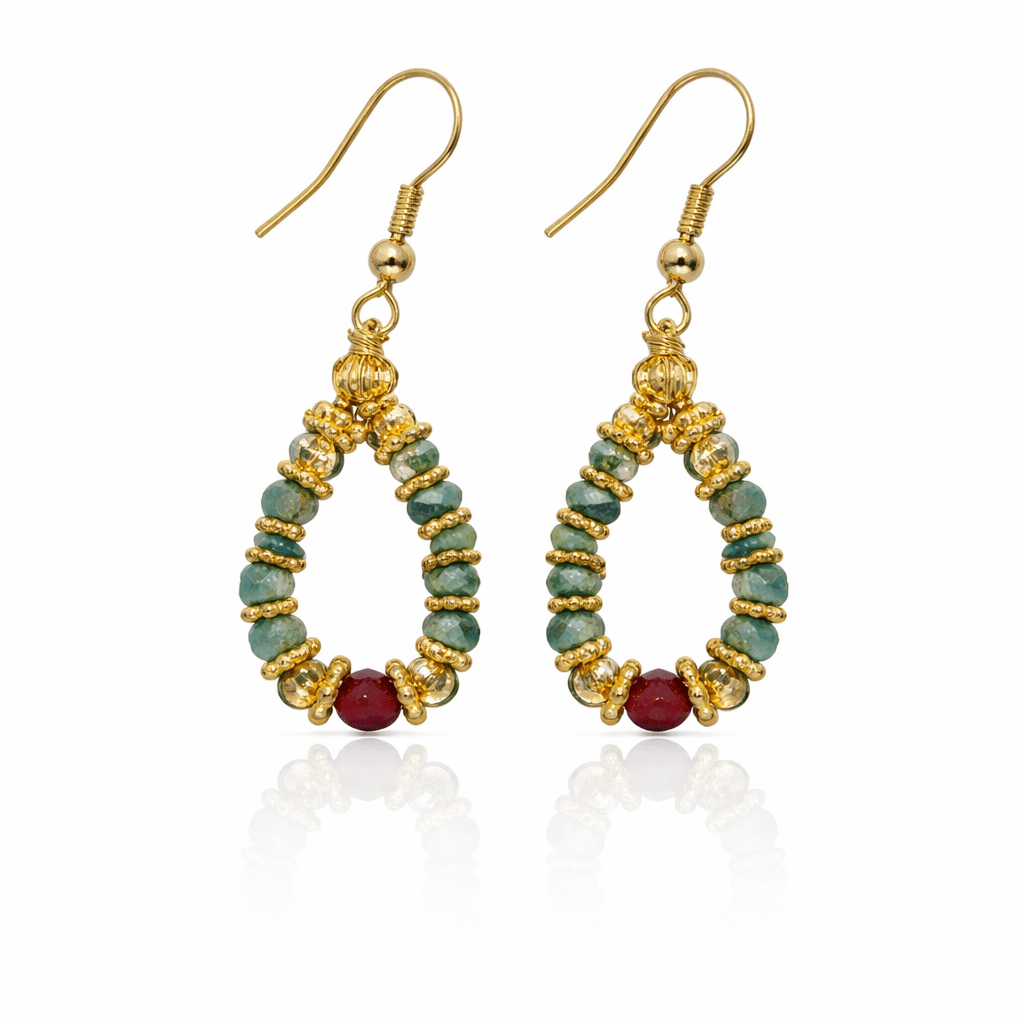 Bala - Boucles d’oreilles – Plaqué or, turquoise africaine et Swarovski - Inès & Zoé