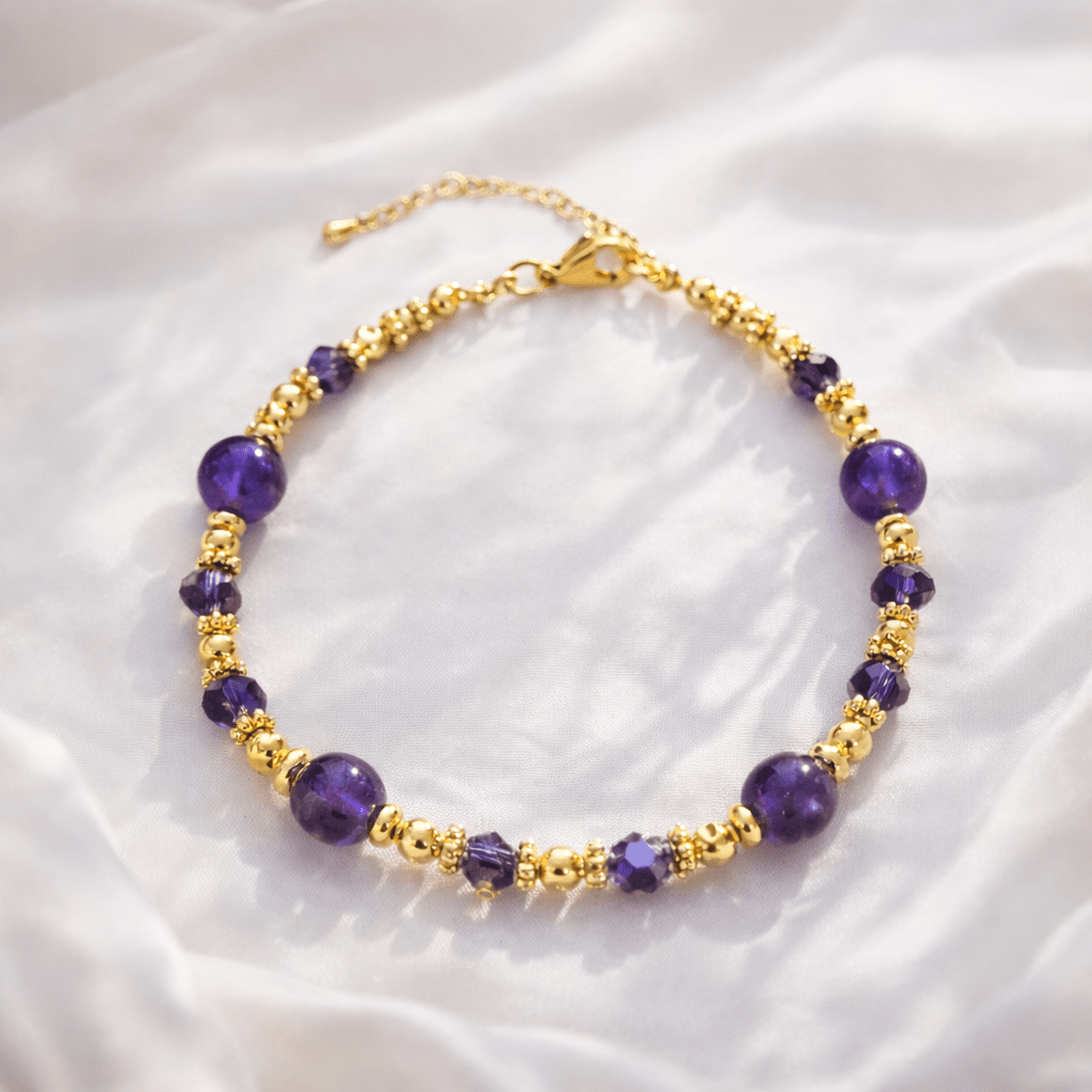 Bracelet ALUNA – Améthyste et plaqué or - Inès & Zoé
