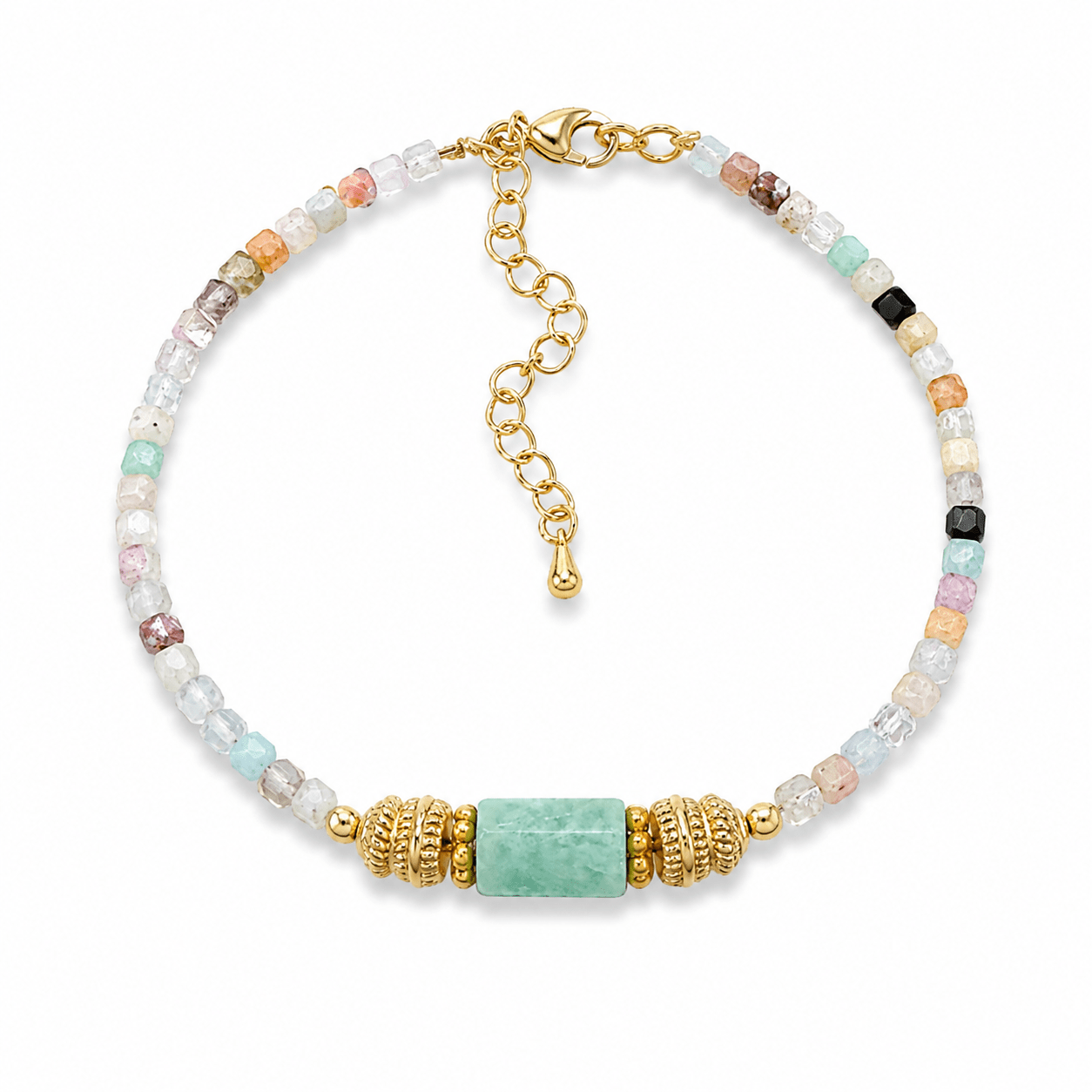 Bracelet AMARA – Tourmaline, Amazonite & Plaqué Or - Inès & Zoé