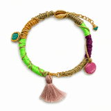 Bracelet AROA perles colorées plaqué or – bracelet bohème chic été Inès & Zoé