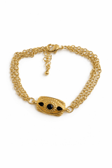 Bracelet Carma plaqué or triple chaînette et médaillon - Inès & Zoé