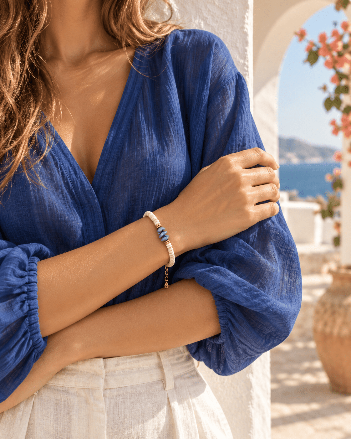 Bracelet EDEN TURQUOISE – Nacre naturelle, Turquoise & plaqué or - Inès & Zoé