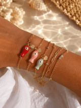 Bracelet ICHAA – Poisson Porcelaine & Cœur Plaqué Or - Inès & Zoé