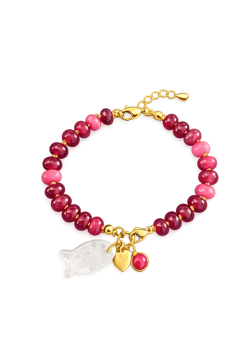 Bracelet LINO — Rubis & Quartz Rose - Inès & Zoé