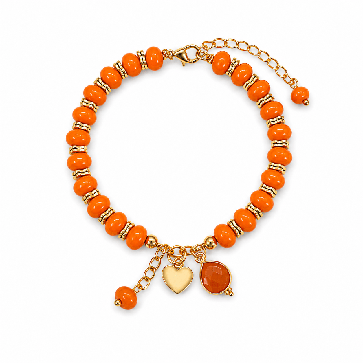 Bracelet Milo – Perles Heishi orange & plaqué or - Inès & Zoé