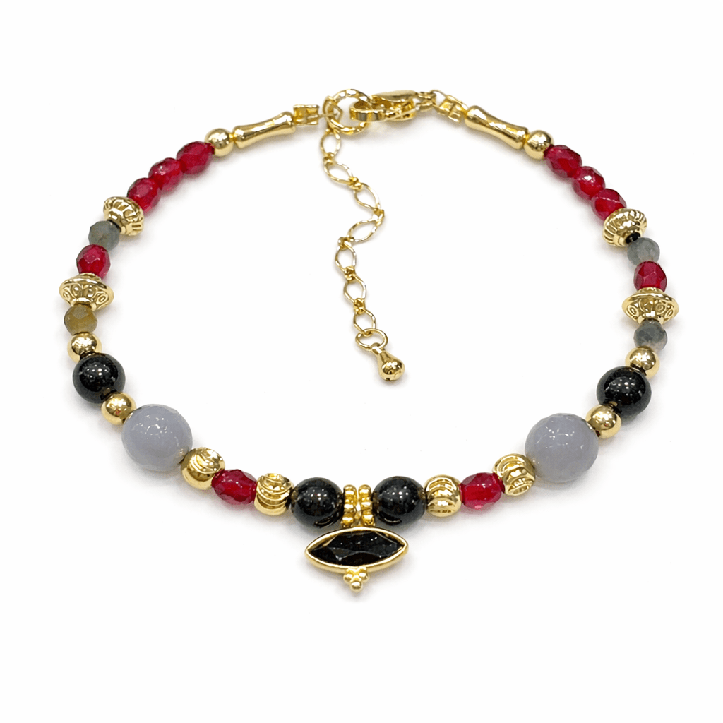 Bracelet plaqué or, tourmaline, labradorite et obsidienne ARUN - Inès & Zoé