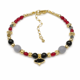 Bracelet plaqué or, tourmaline, labradorite et obsidienne ARUN - Inès & Zoé