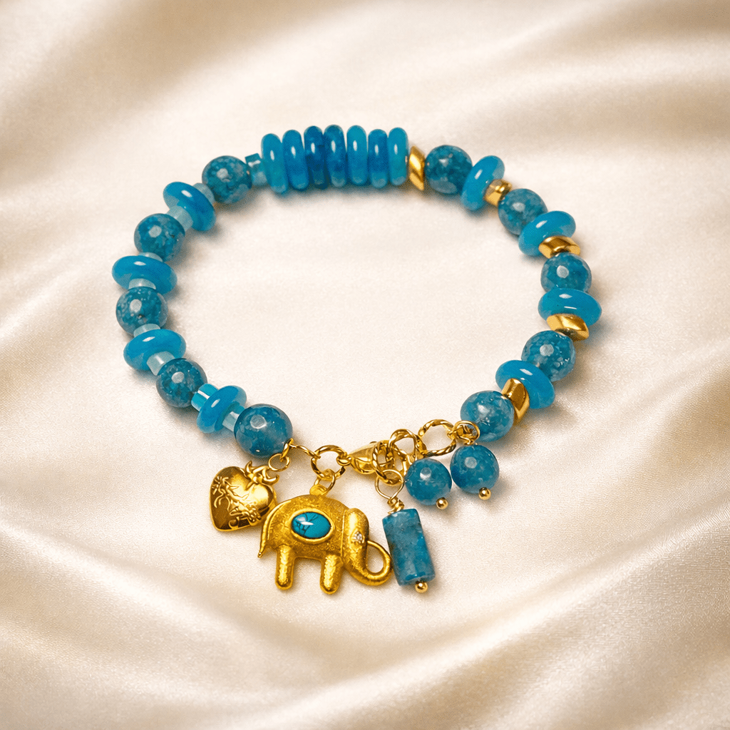 Bracelet SALY – Agathe bleue et plaqué or - Inès & Zoé