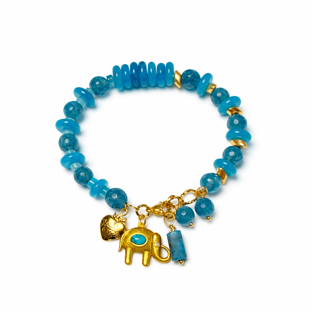 Bracelet SALY – Agathe bleue et plaqué or - Inès & Zoé