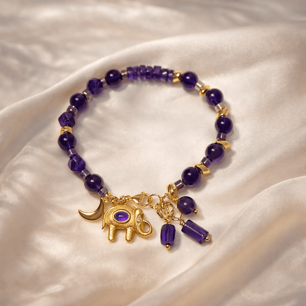 Bracelet SALY en améthyste et plaqué or - Inès & Zoé