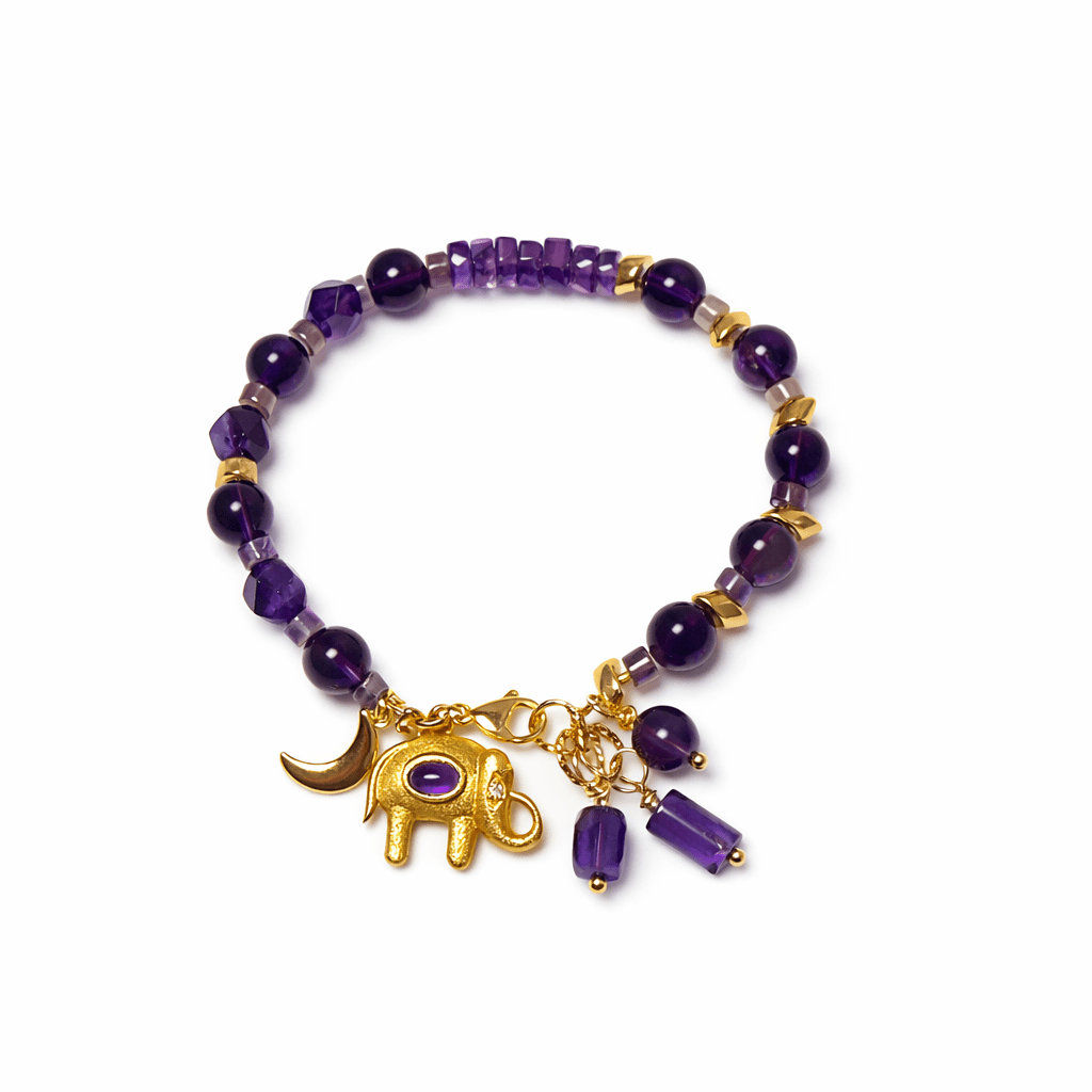 Bracelet SALY en améthyste et plaqué or - Inès & Zoé