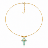 Collier Croix Amazonite Plaqué Or - Inès & Zoé