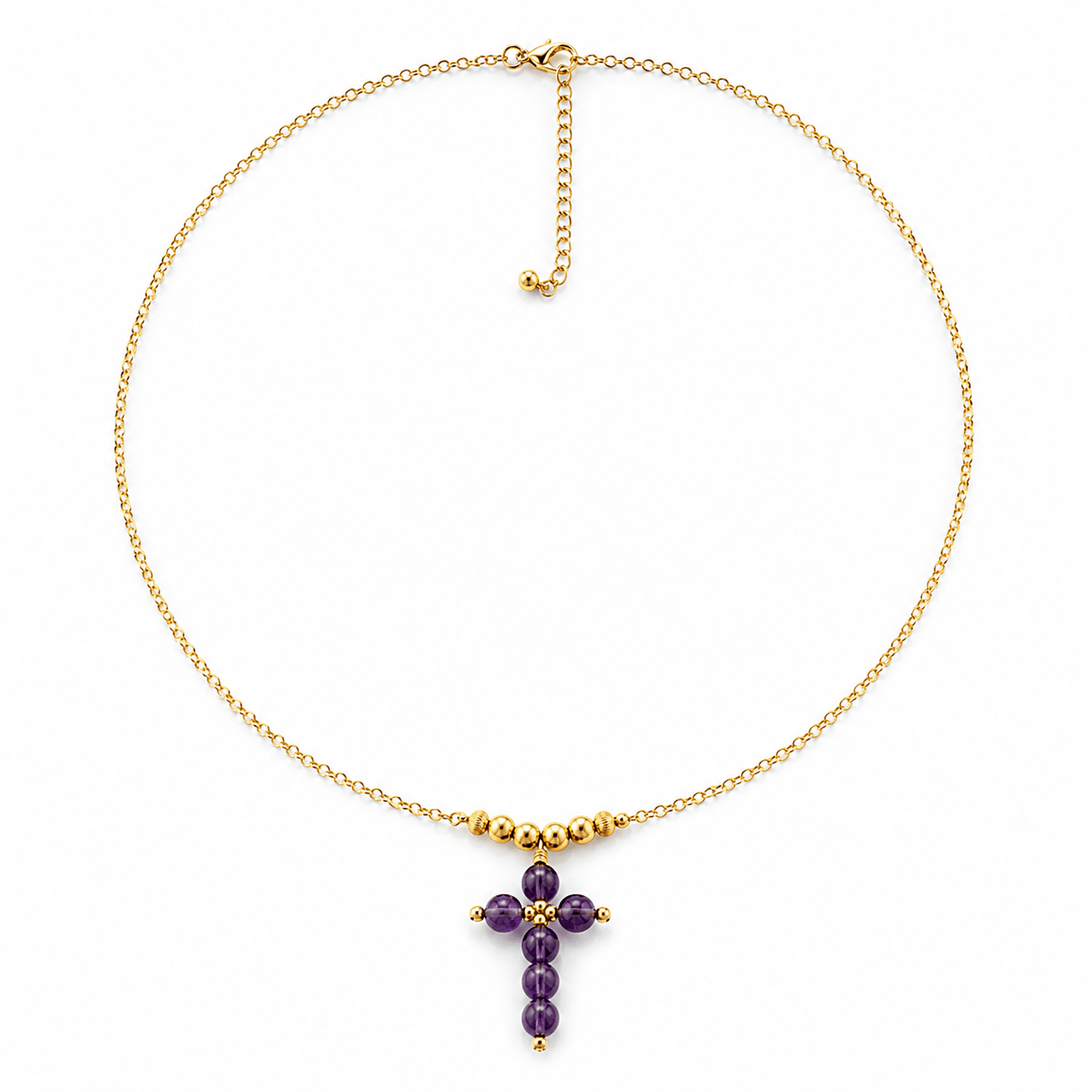 Collier Croix Améthyste Plaqué Or - Inès & Zoé