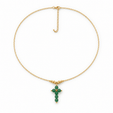 Collier Croix Aventurine – Plaqué Or - Inès & Zoé