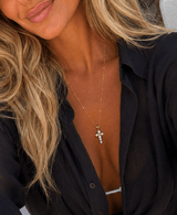 Collier croix Howlite – Pendentif plaqué or - Inès & Zoé