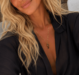 Collier croix Œil de Tigre – Pendentif plaqué or - Inès & Zoé