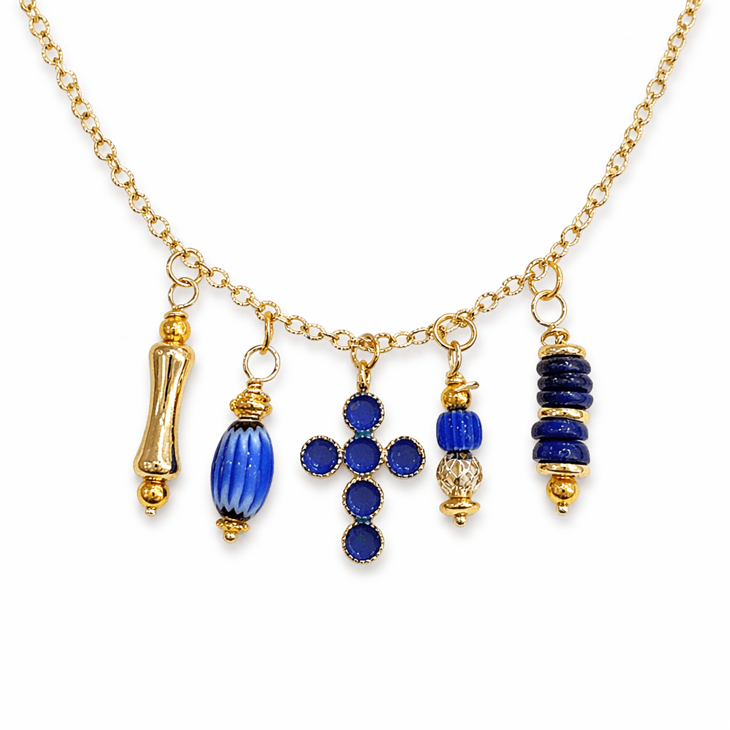 Collier Hari – Charms plaqué or et lapis lazuli - Inès & Zoé