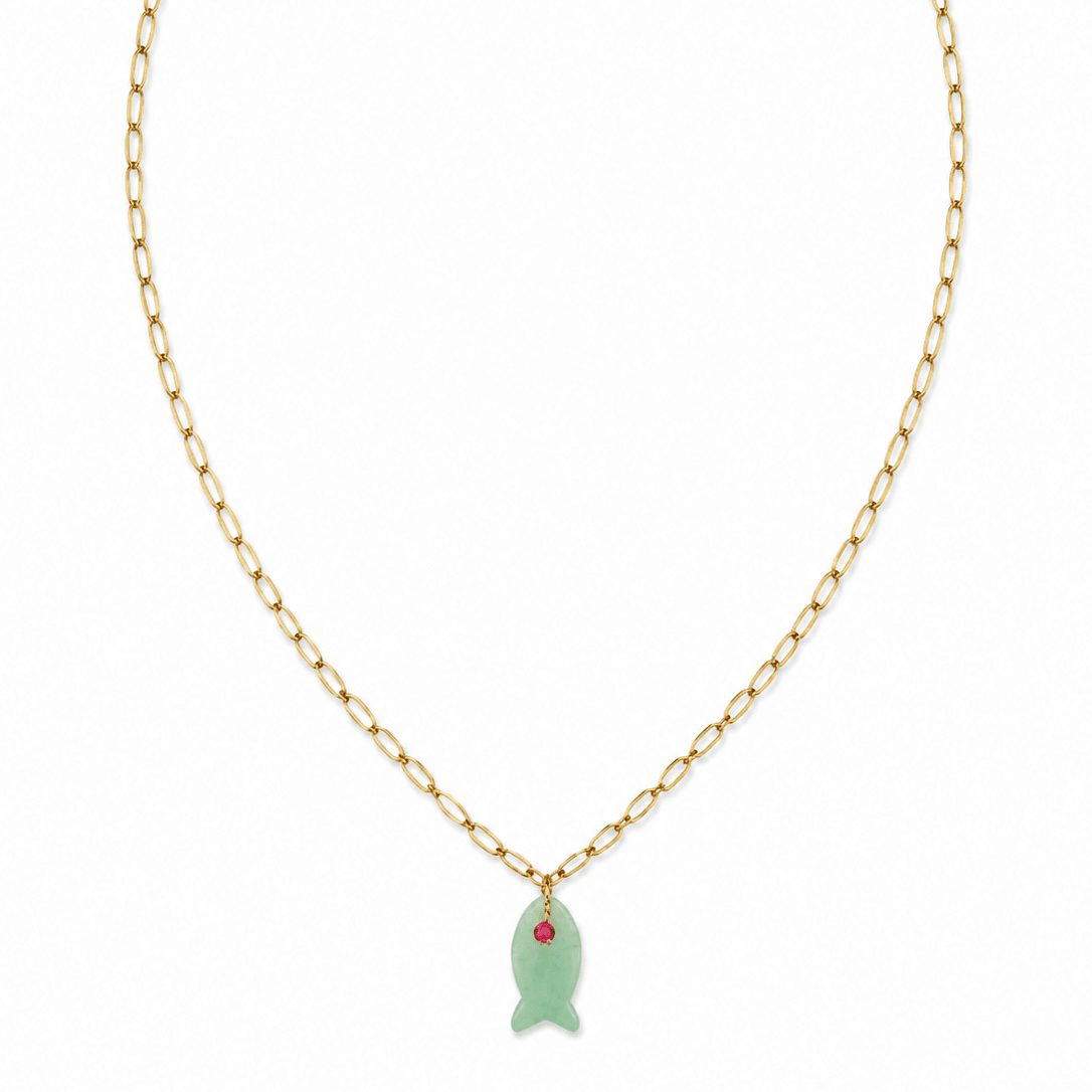 Collier NAIA — Amazonite & Strass - Inès & Zoé