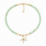 Collier STELLA jade vert étoile de mer plaqué or – collier bohème chic mer Inès & Zoé