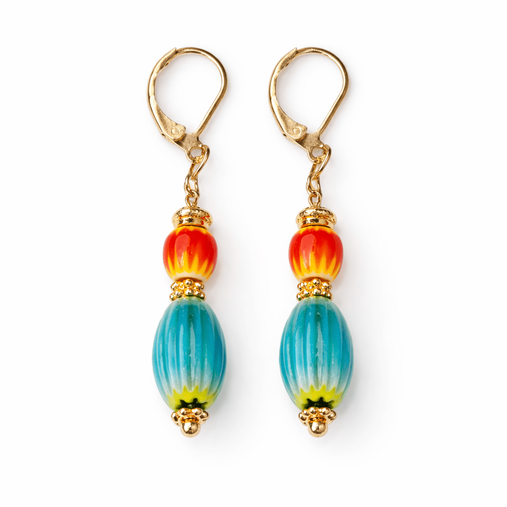 Ivana - Boucles d’oreilles colorées – Plaqué or et perles africaines - Inès & Zoé
