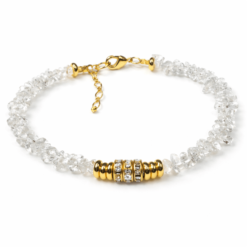 KIRTAN Bracelet en plaqué or avec pierres semi - précieuses Quartz blanc. - Inès & Zoé