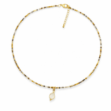 OJAS collier plaqué or avec Pierres semi - précieuses Jaspe. - Inès & Zoé