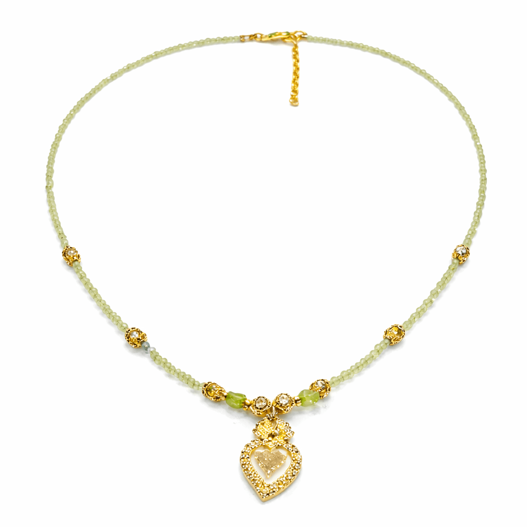 TAMOUL collier plaqué or avec Pierres semi - précieuses Aventurine. - Inès & Zoé