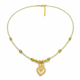 TAMOUL collier plaqué or avec Pierres semi - précieuses Aventurine. - Inès & Zoé